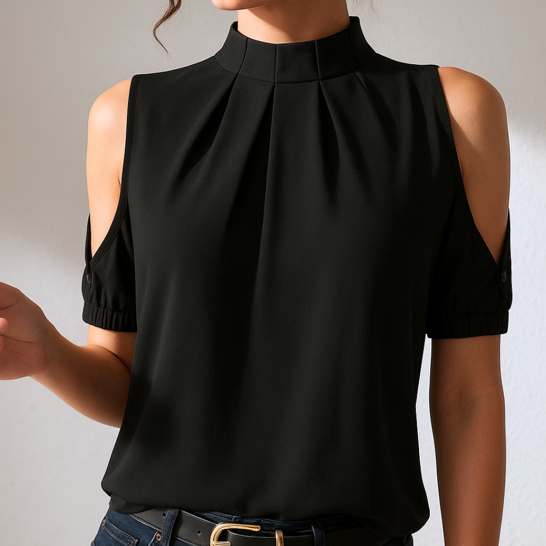 Inge™ – Plisserad blus med öppna ärmar