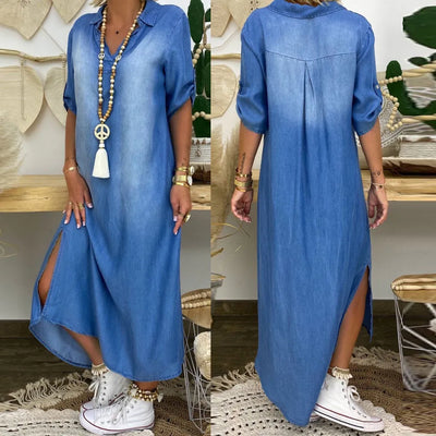 Anne™ – Smickrande maxiklänning i denim-look för en avslappnad men stilren sommar