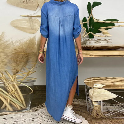 Anne™ – Smickrande maxiklänning i denim-look för en avslappnad men stilren sommar