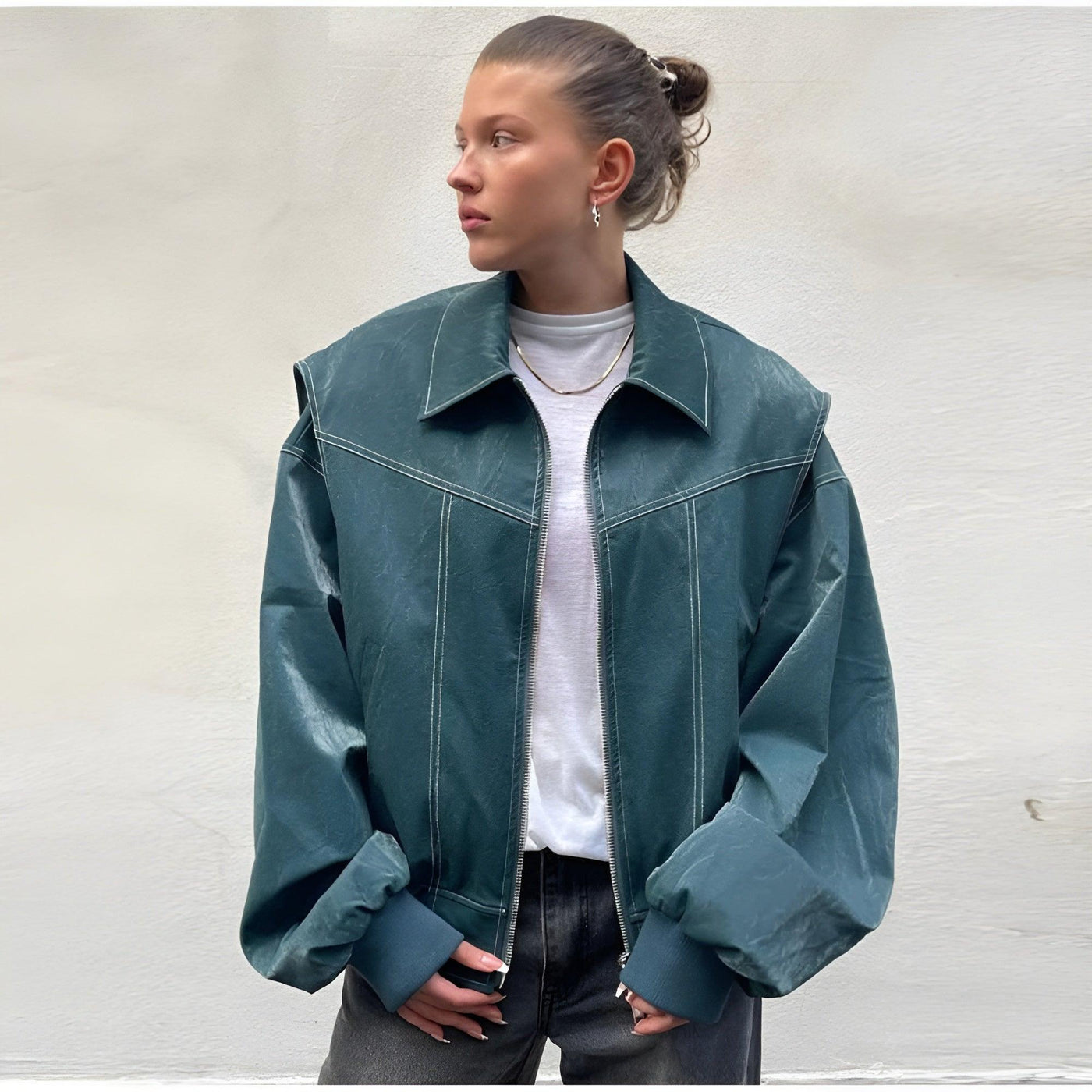 Faye™ - Oversized Läderjacka