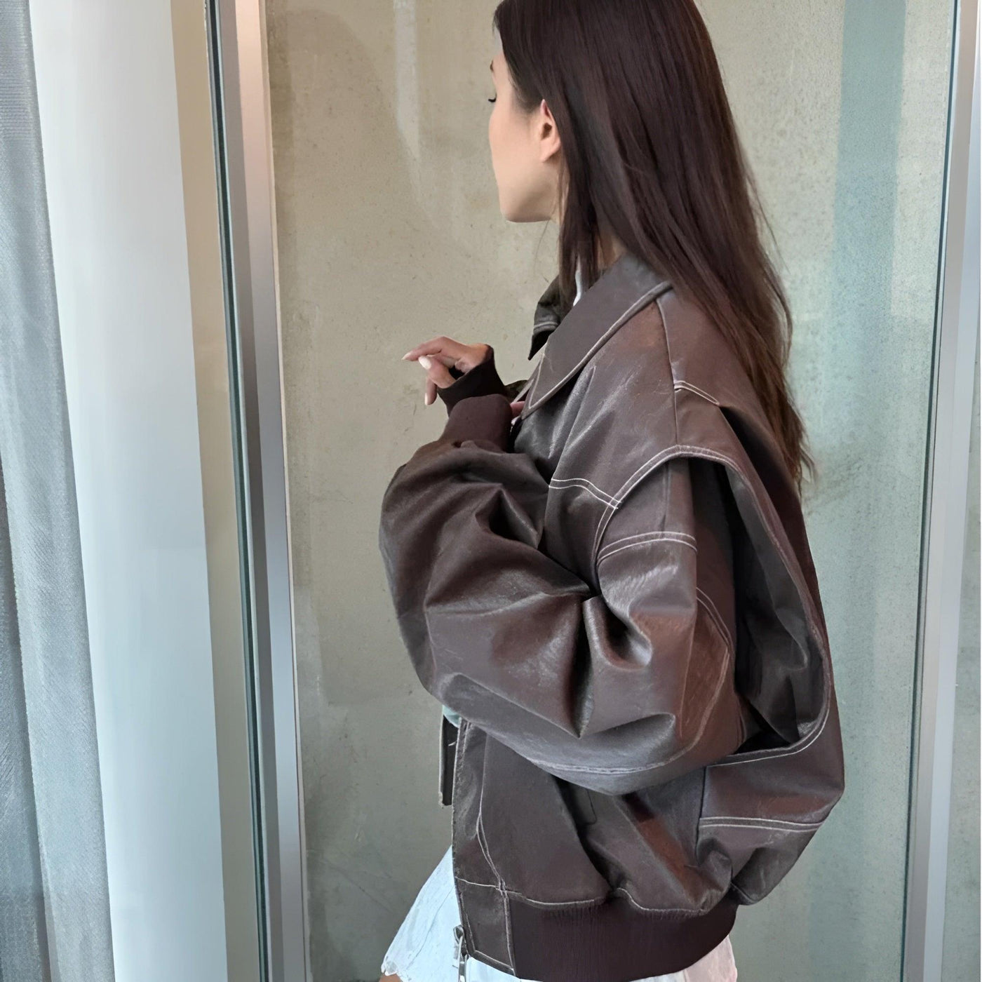 Faye™ - Oversized Läderjacka
