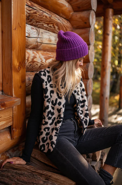 Astrid™ – Leopardväst i stickat