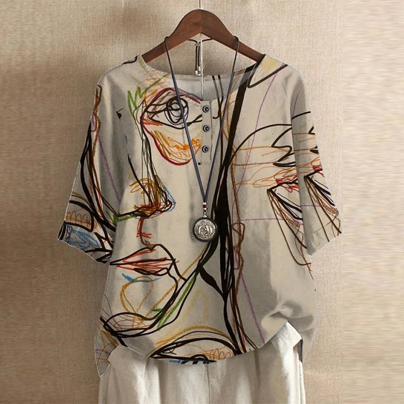 Anya™ – Vintageblus med blommigt mönster