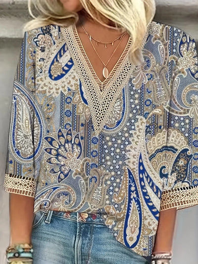 Nela™ – Elegant blus med spets och lekfull print