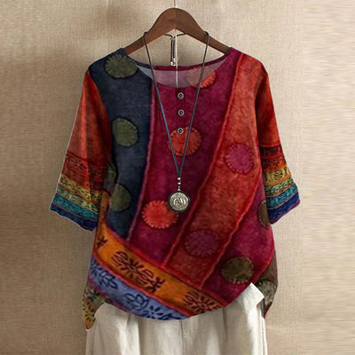 Anya™ – Vintageblus med blommigt mönster