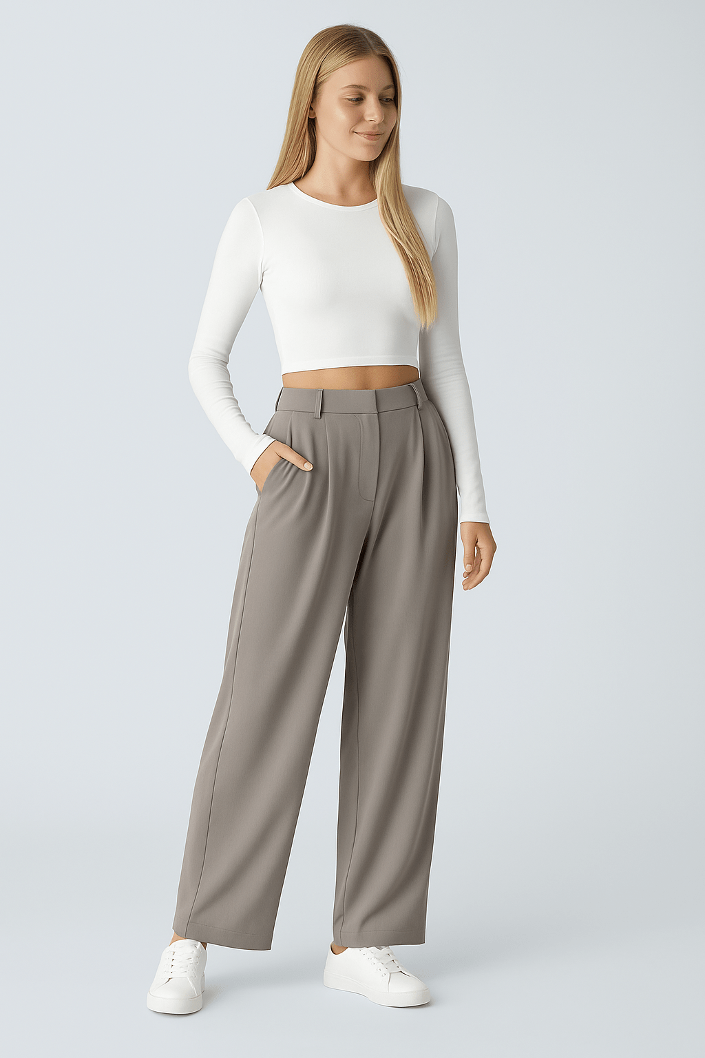 Lena™ – Vida byxor med hög midja och ficko