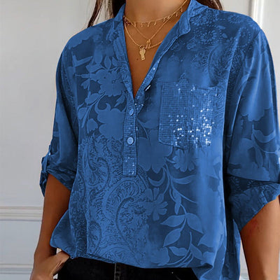 Sonja™ – Blus med blomsterkänsla och glittrande elegans