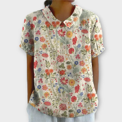 Charlotte™ – Blommig linnemix-blus med tidlös charm
