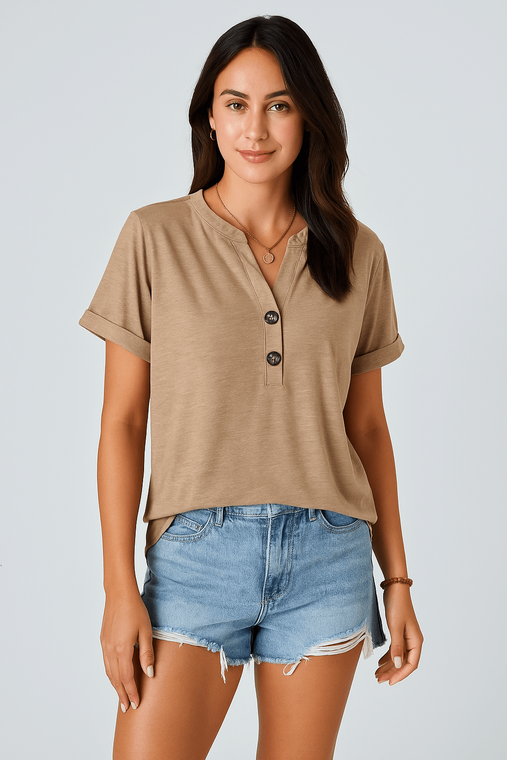 Maj-Lis™ – V-ringad T-shirt med knappar