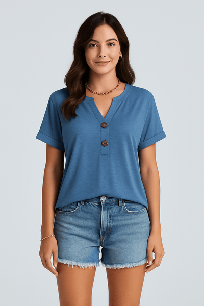 Maj-Lis™ – V-ringad T-shirt med knappar