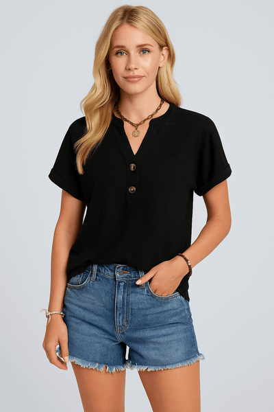 Maj-Lis™ – V-ringad T-shirt med knappar