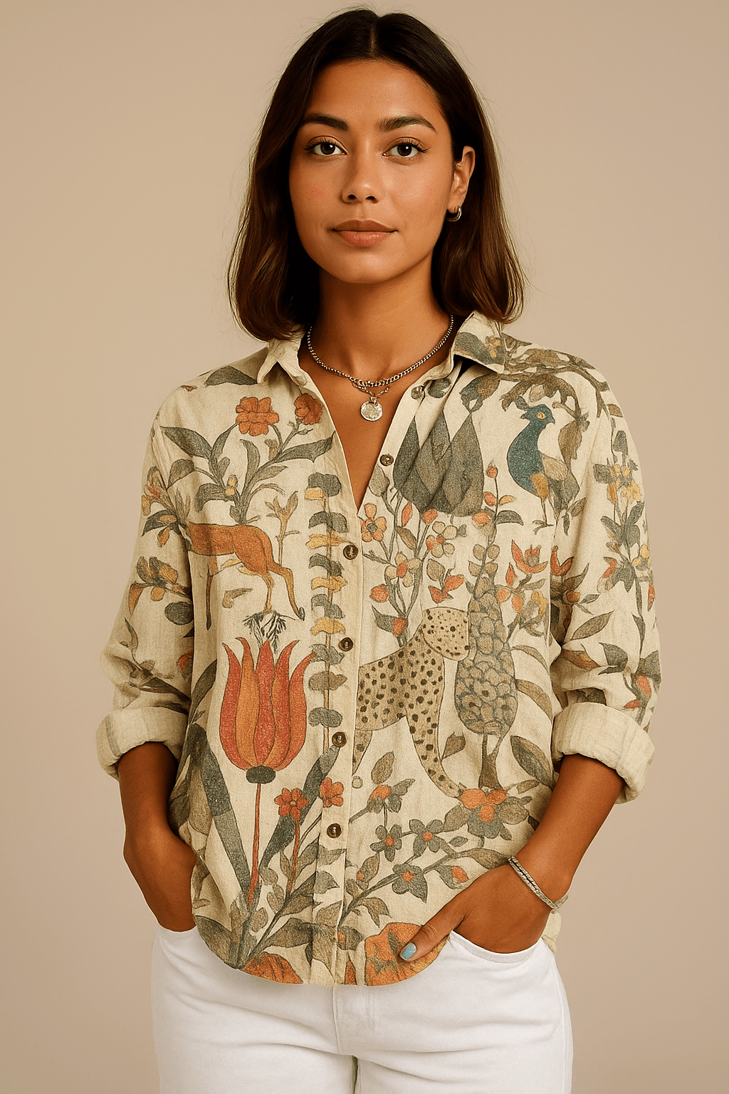 Karin™ – Blus i somrigt blommönster