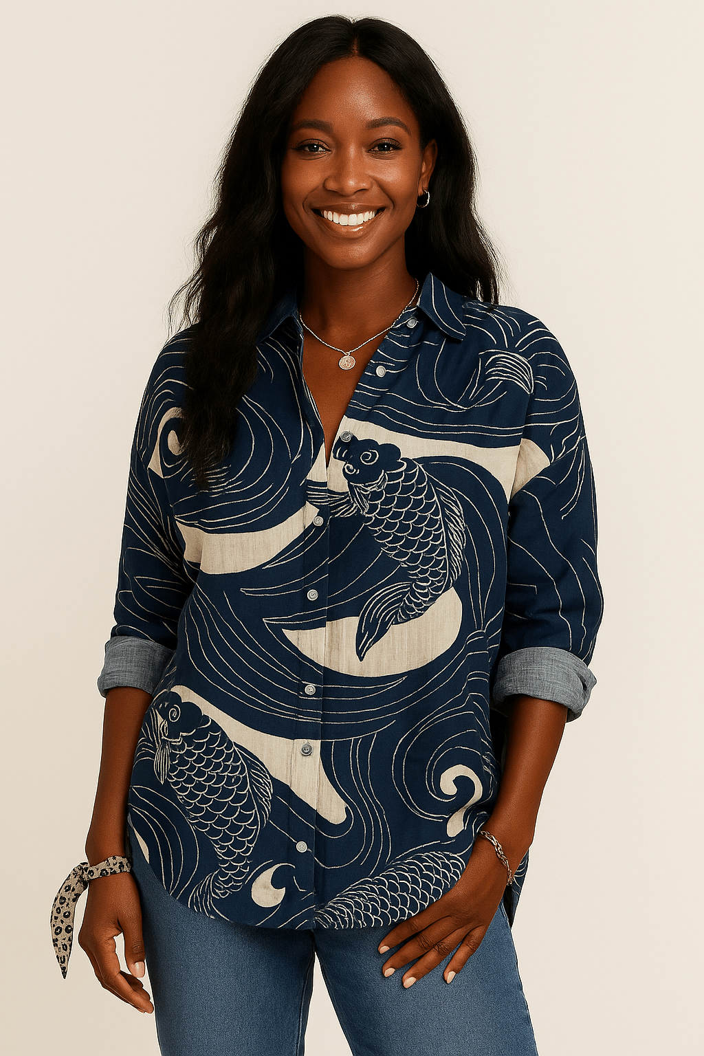 Karin™ – Blus i somrigt blommönster
